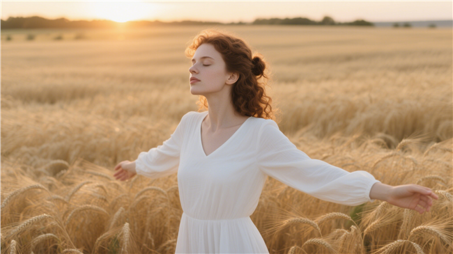 秋季金色麦田欧美美女写真图片