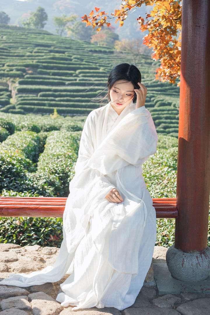 清纯白衣汉服古典美女壁纸图片