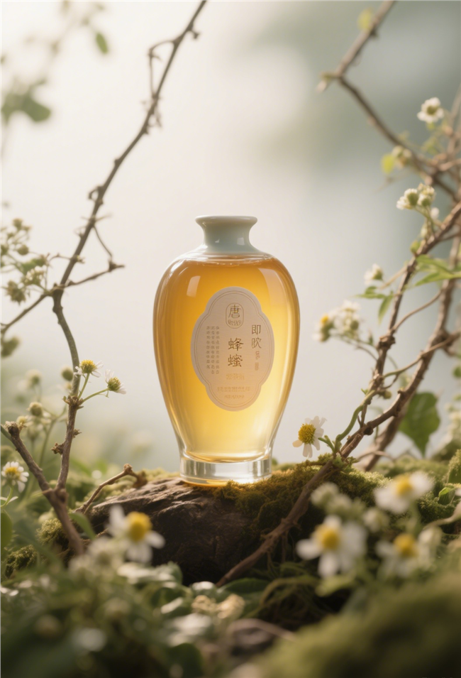 唐宋梅瓶即饮蜂蜜摄影图片