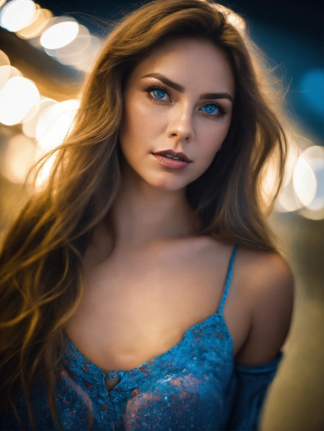 欧美午夜街头性感吊带美女图片