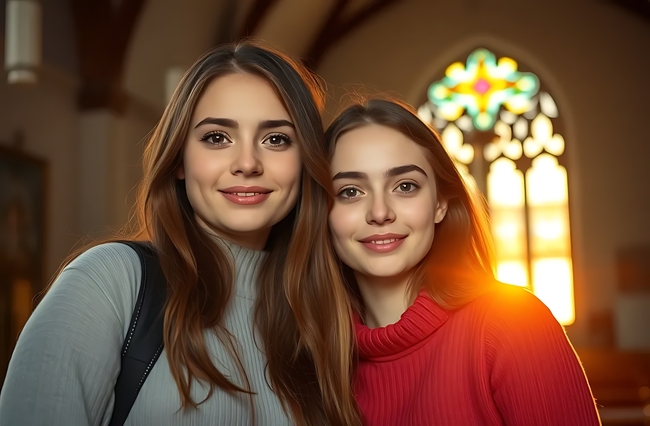 依偎在一起的姐妹花美女图片