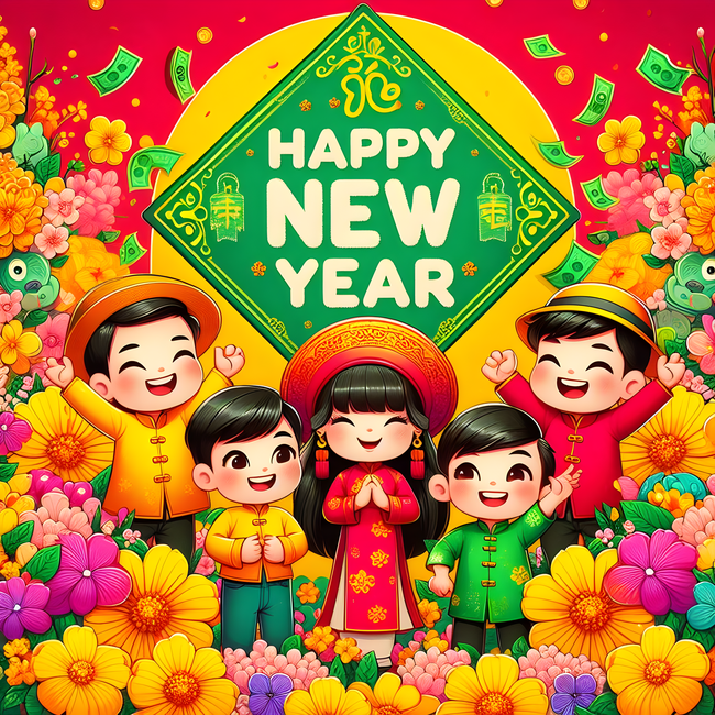 2024年春节拜年插画图片