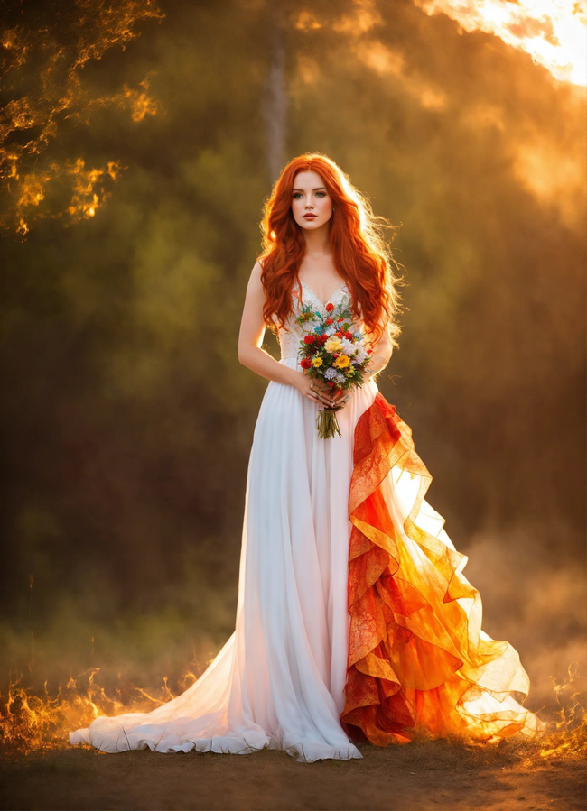 日暮黄昏唯美婚纱美女写真摄影图片