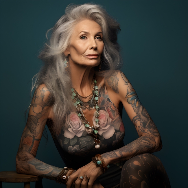 欧美时尚前卫老年美女写真艺术摄影图片