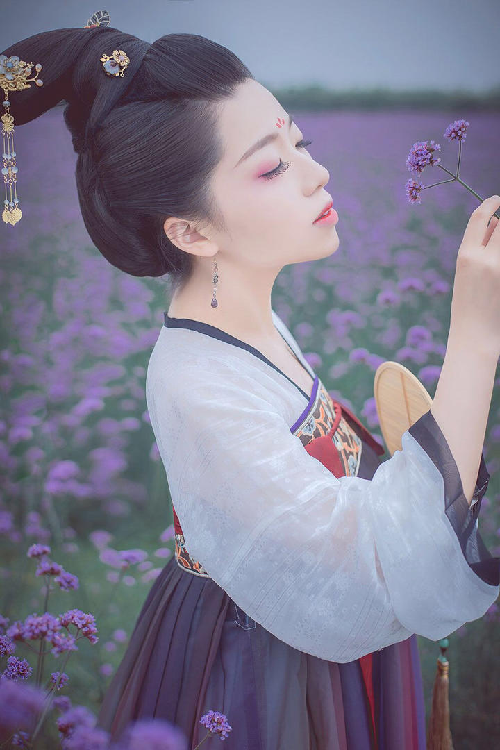 赏花的唯美古装汉服美女艺术写真图片