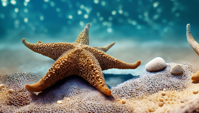 唯美海滩海星贝壳摄影图片