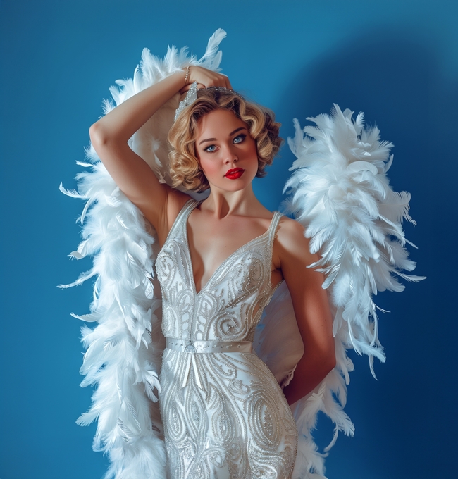 性感欧美天使风格美女人体写真艺术图片