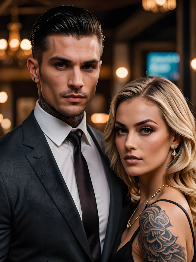 欧美酷帅纹身情侣写真图片