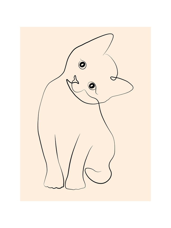 可爱呆萌小猫简笔画图片