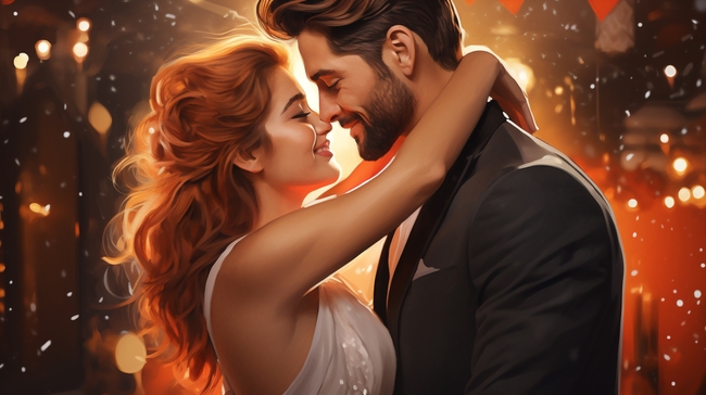 温馨浪漫欧美情侣面对面写真摄影图片