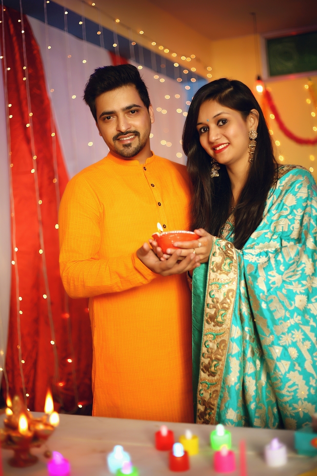 印度排灯节夫妇情侣图片