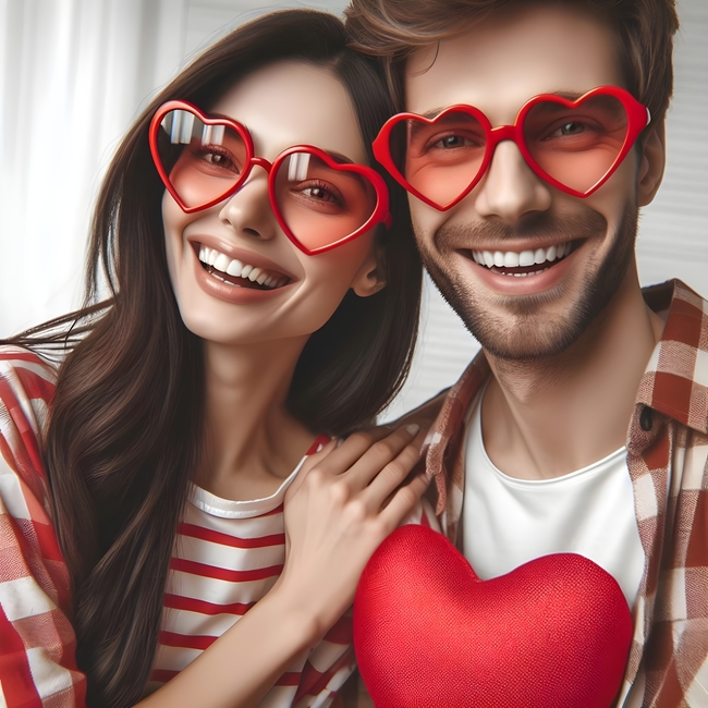 浪漫情人节情侣自拍写真图片