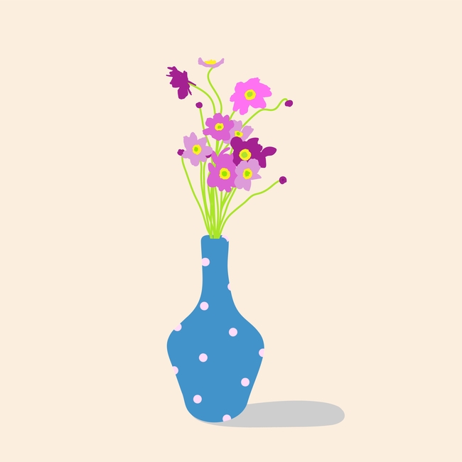 扁平化花瓶插花卡通图片