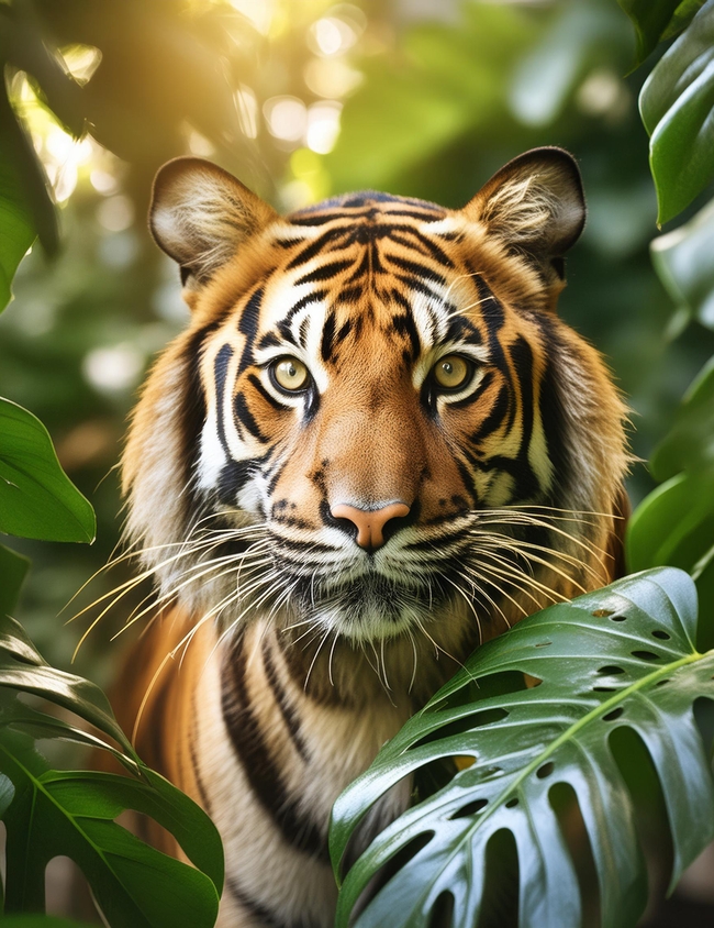 绿色丛林野生猛虎摄影图片