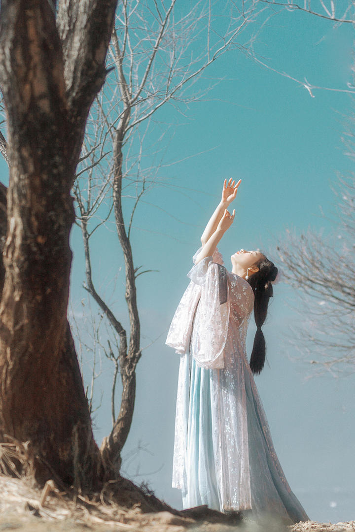 树下起舞的古装美女图片