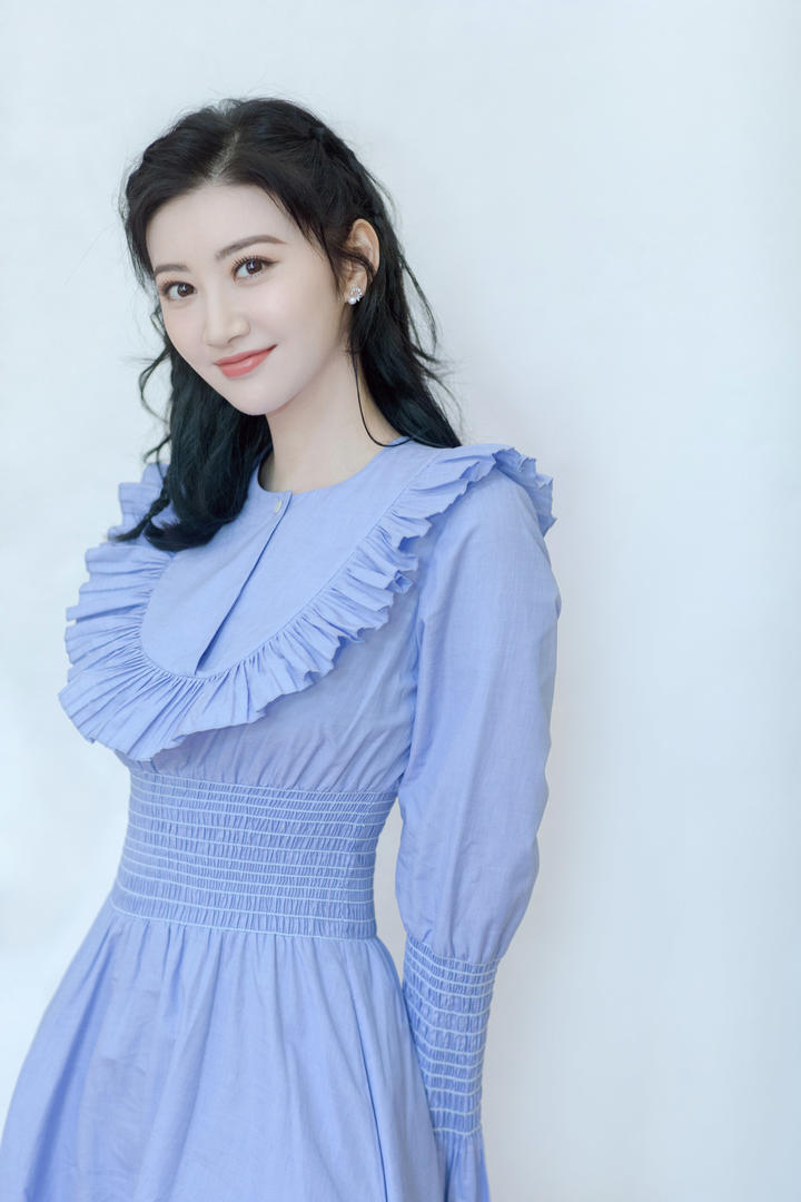 穿蓝色连衣裙的漂亮清纯美女明星专辑景甜图片
