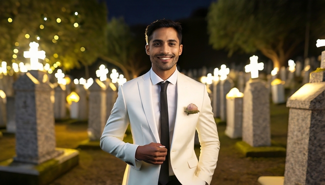 穿着白色西装打领带的帅哥图片