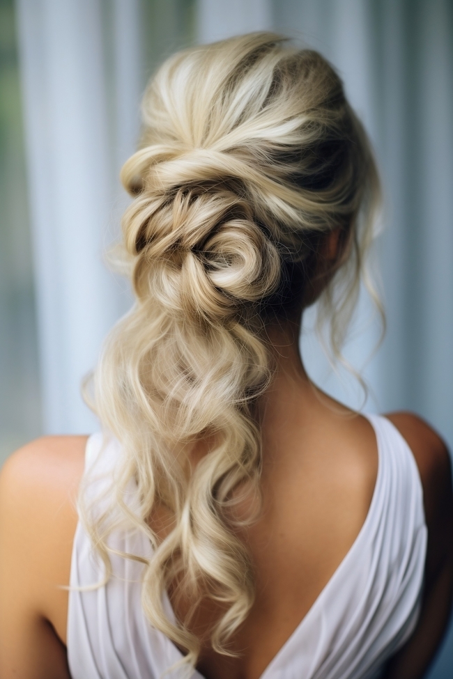 欧美新娘盘发发型摄影图片