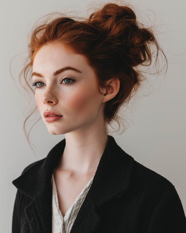 欧美时尚轻熟风盘发发型图片