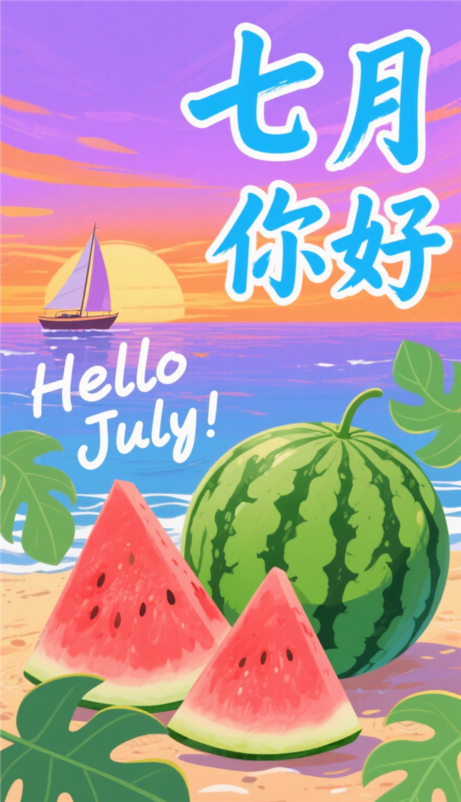 七月你好竖版海报设计图片