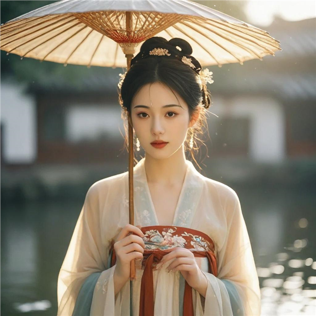 打着油纸伞的古典美女图片