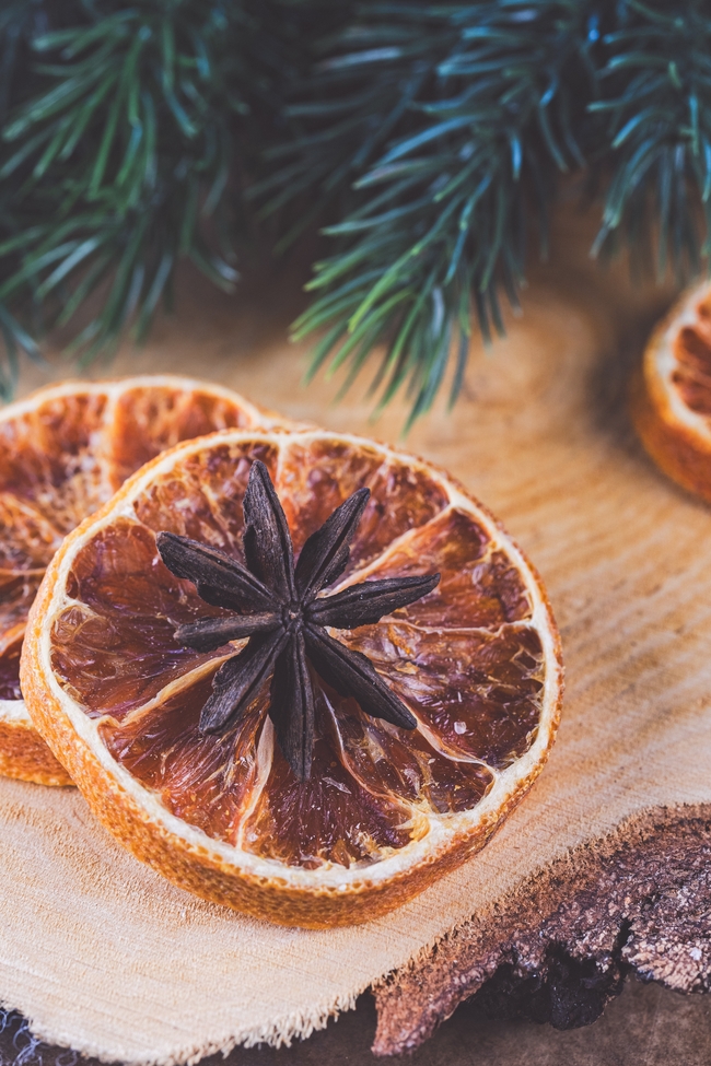 干柠檬片松树叶子摄影图片