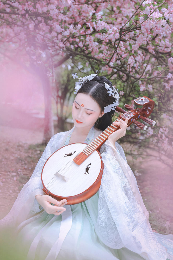 抱着中阮的古典美女图片