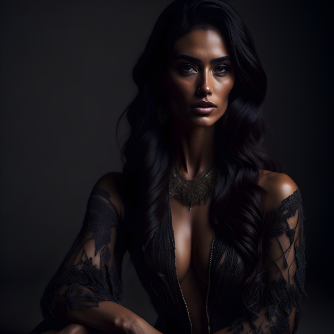 性感黑色诱惑人体艺术写真模特图片