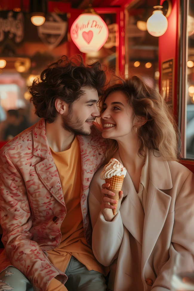 欧美面对面甜蜜恋爱情侣摄影图片