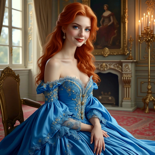 欧美复古风格蓝色婚纱美女写真图片