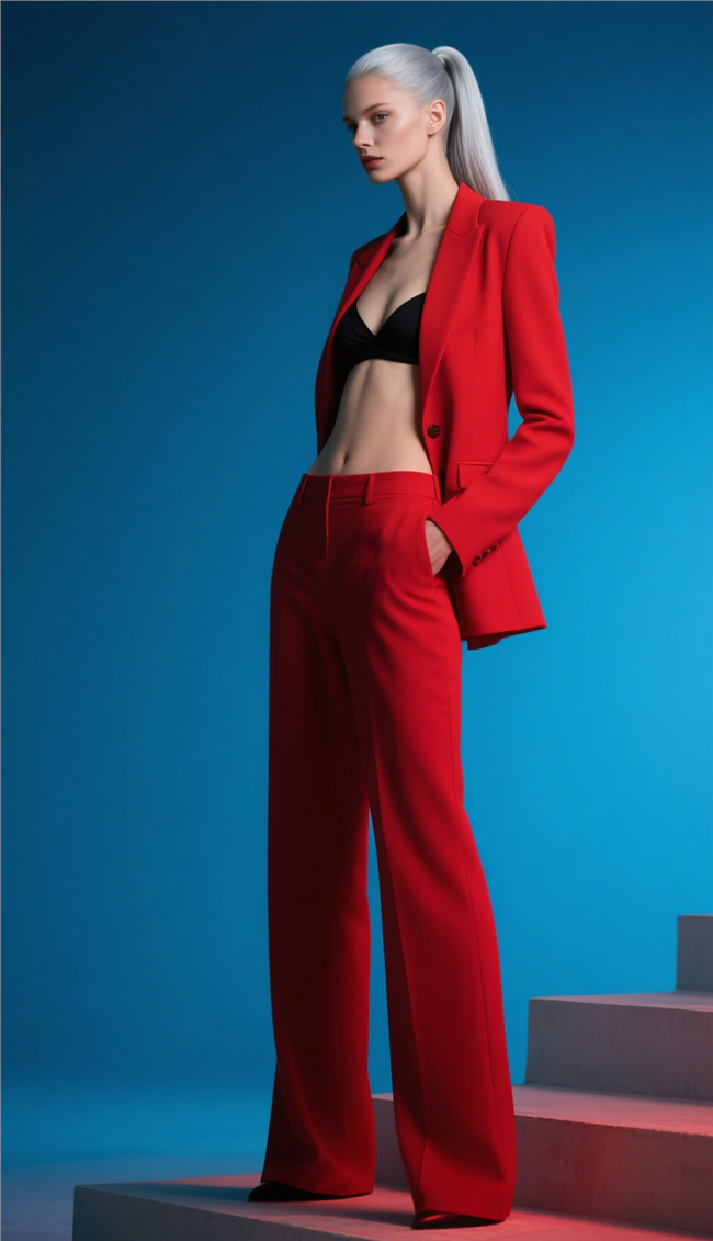 欧美时尚高冷白色马尾辫美女模特艺术图片