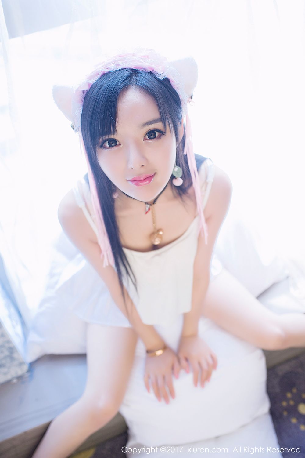 秀人网柠檬baby周熙妍白色吊带小猫女写真第二弹