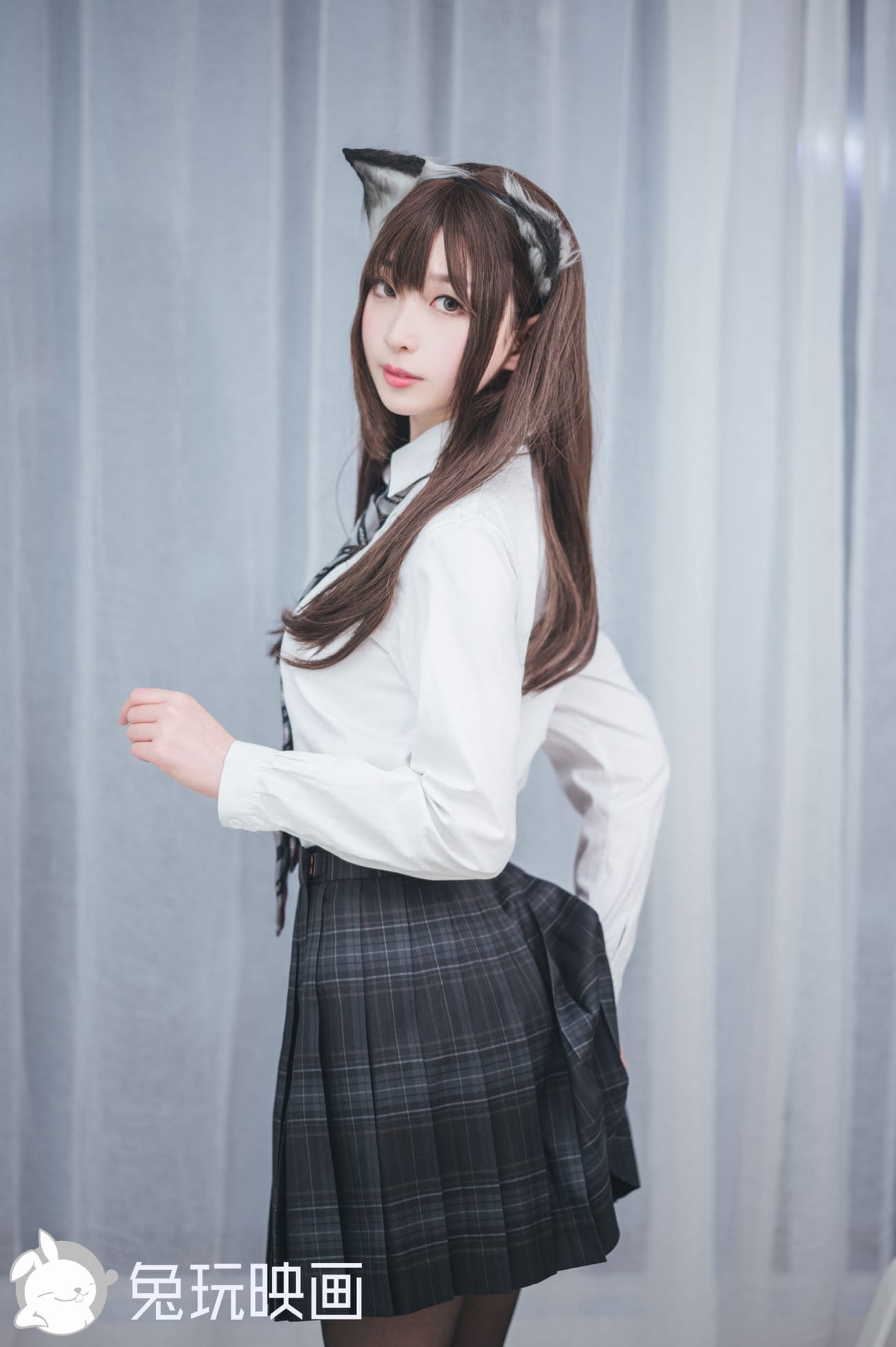 兔玩映画猫耳学姐白衬衫JK制服猫女郎装扮清纯写真