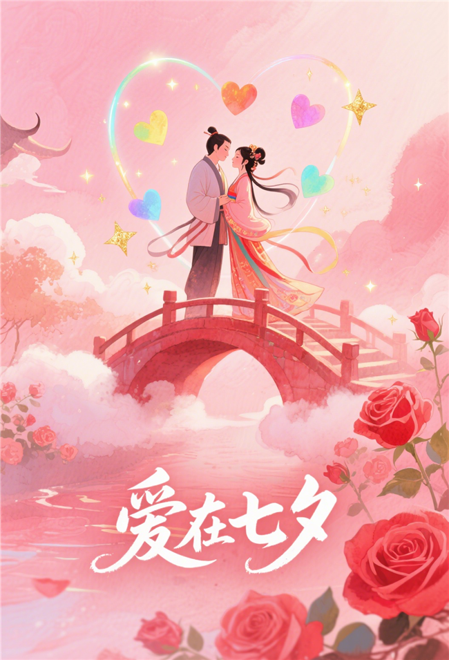 水彩风格爱在七夕海报图片