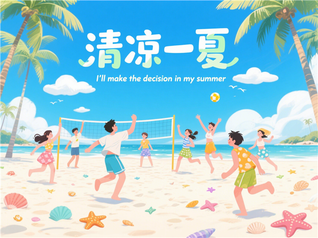 清凉一夏主题插画海报图片
