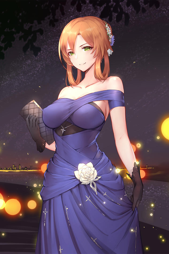 穿着礼服的大胸动漫美女图片