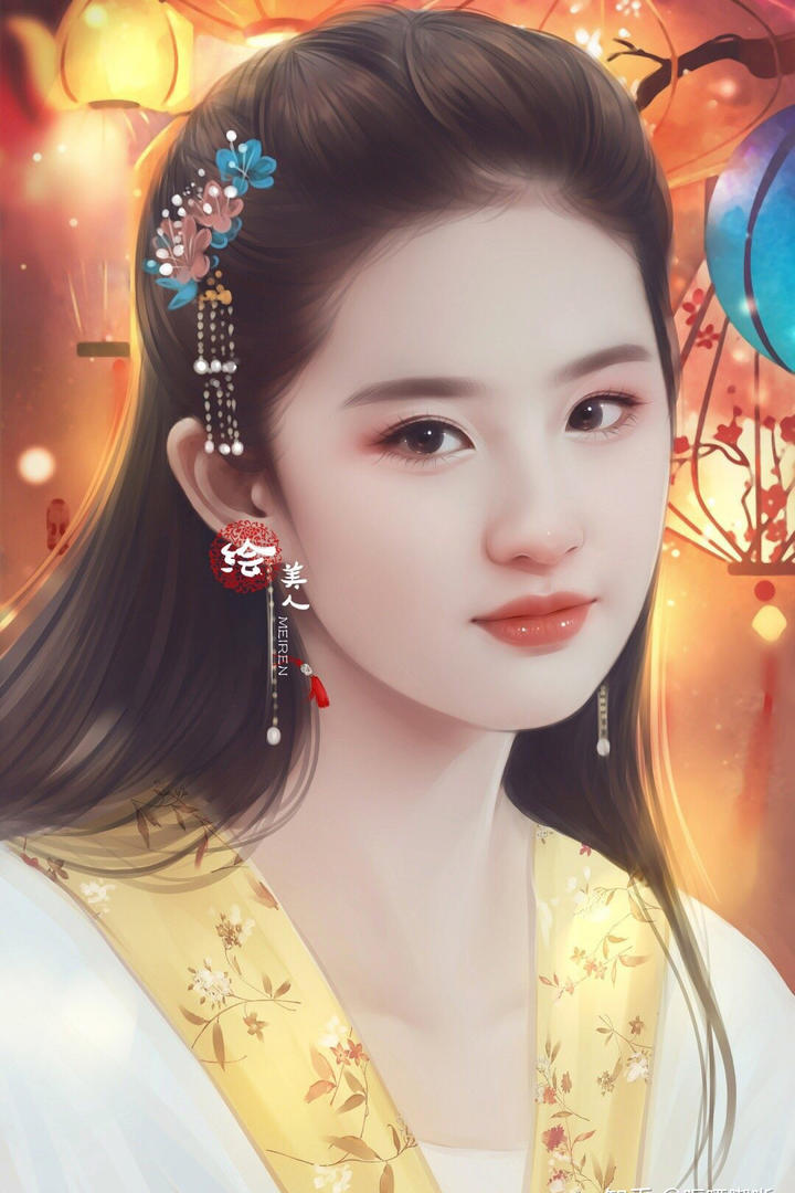 手绘美女明星刘亦菲壁纸图片
