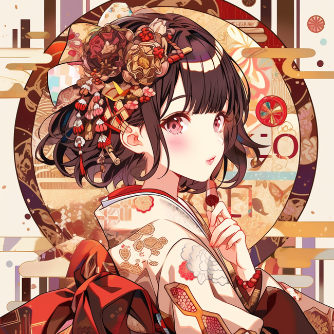 日本和服动漫美女插画图片