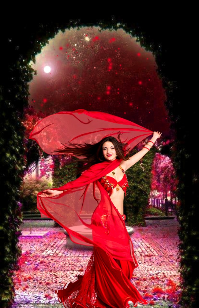 红色诱惑印度美女写真图片