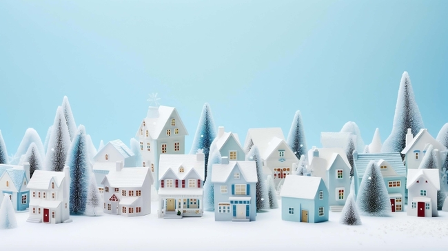 冬季唯美雪屋手工艺品摄影图片