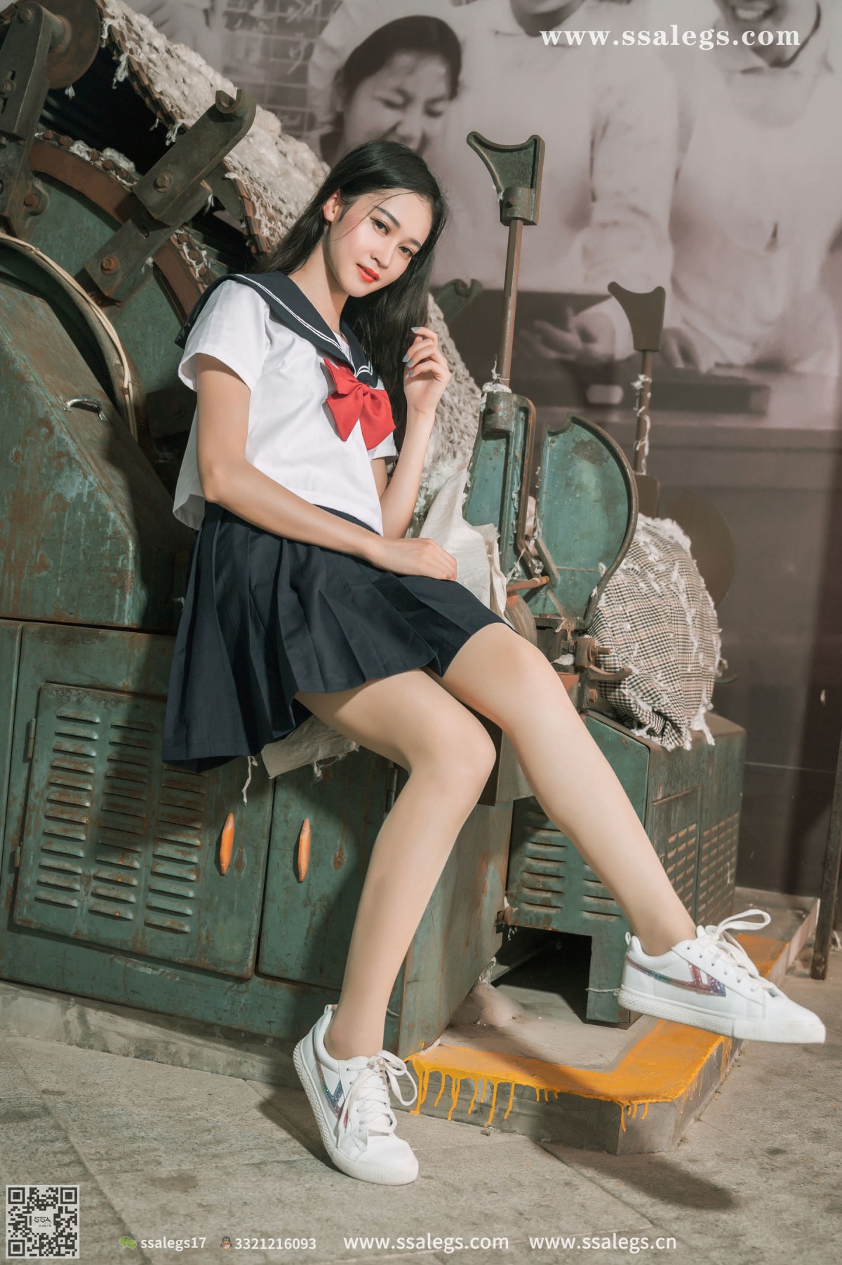 SSA丝社模特漫漫白色JK制服搭配原色丝袜超清写真