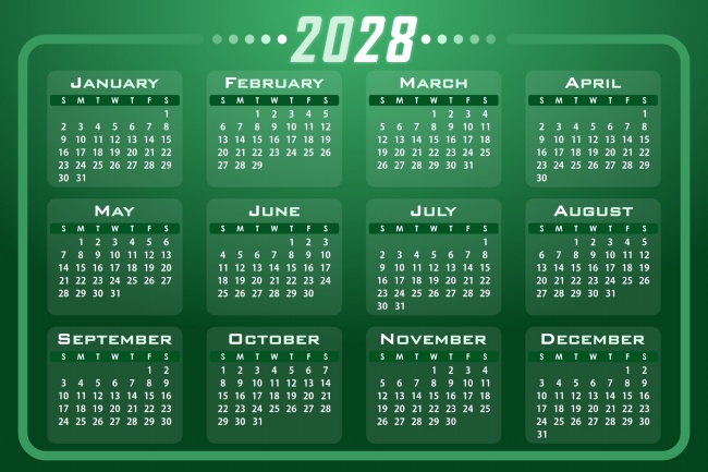 2028全年日历图片