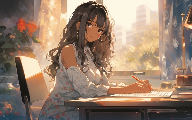 动漫美女教师插画设计图片
