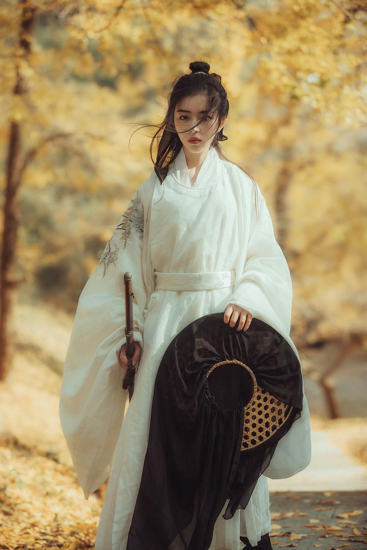 一身白衣的唯美古典女侠客高清古风美女图片