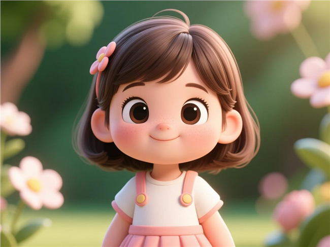 3D卡通可爱小女孩设计图片