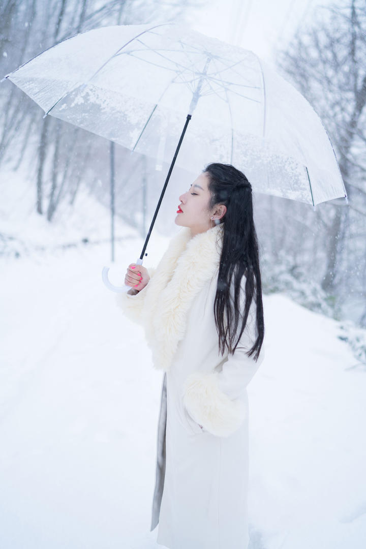 站在雪中的气质女神艺术写真图片