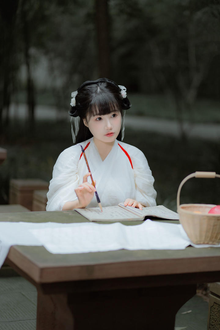 写书法的高清古风美女壁纸艺术摄影图片