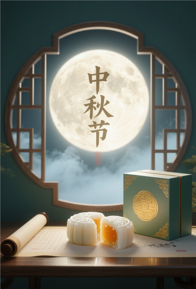 中秋节冰皮月饼海报图片