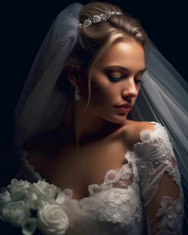 唯美欧美少女白色婚纱摄影图片