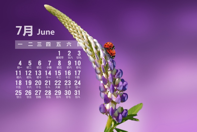 2016年7月日历壁纸